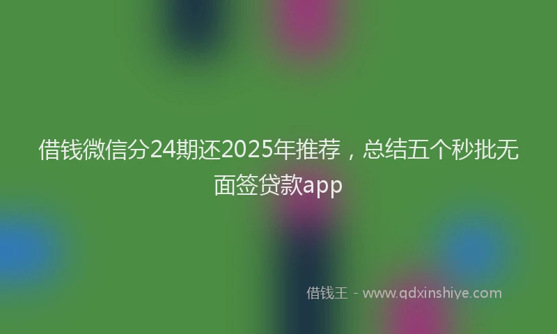 借钱微信分24期还2025年推荐，总结五个秒批无面签贷款app