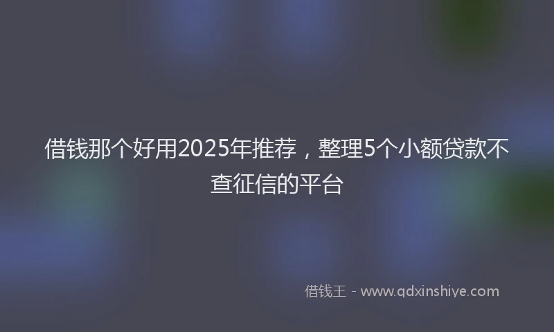 借钱那个好用2025年推荐，整理5个小额贷款不查征信的平台
