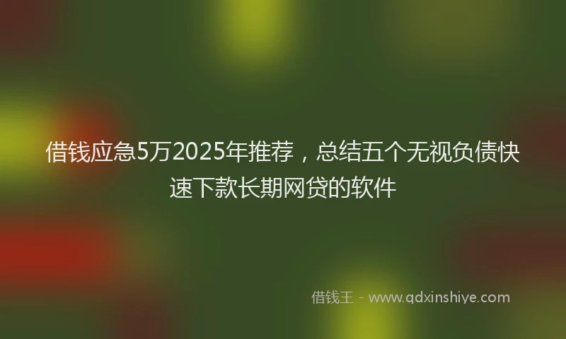 借钱应急5万2025年推荐，总结五个无视负债快速下款长期网贷的软件