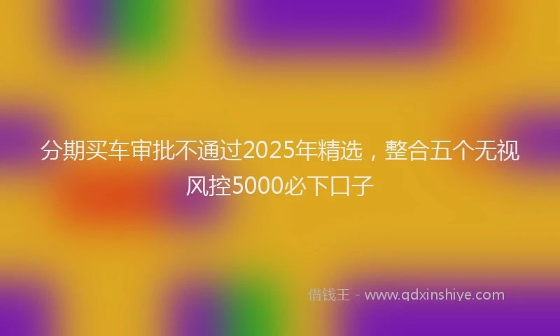 分期买车审批不通过2025年精选，整合五个无视风控5000必下口子