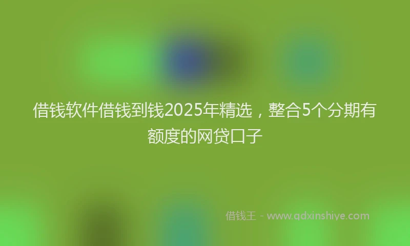借钱软件借钱到钱2025年精选，整合5个分期有额度的网贷口子