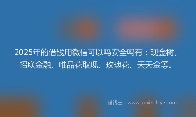 2025年的借钱用微信可以吗安全吗有：现金树、招联金融、唯品花取现、玫瑰花、天天金等。