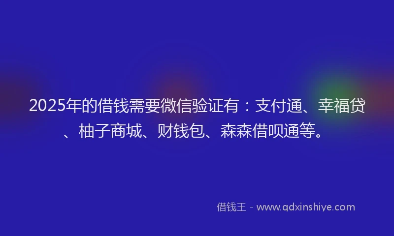 2025年的借钱需要微信验证有：支付通、幸福贷、柚子商城、财钱包、森森借呗通等。