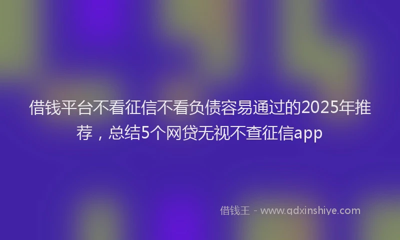 借钱平台不看征信不看负债容易通过的2025年推荐，总结5个网贷无视不查征信app
