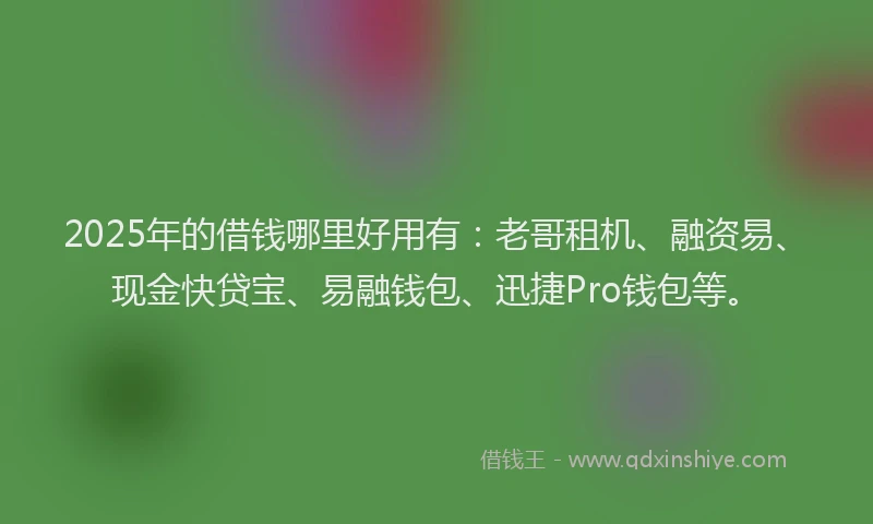 2025年的借钱哪里好用有：老哥租机、融资易、现金快贷宝、易融钱包、迅捷Pro钱包等。
