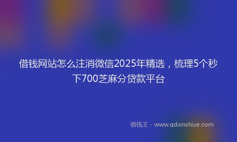借钱网站怎么注消微信2025年精选，梳理5个秒下700芝麻分贷款平台