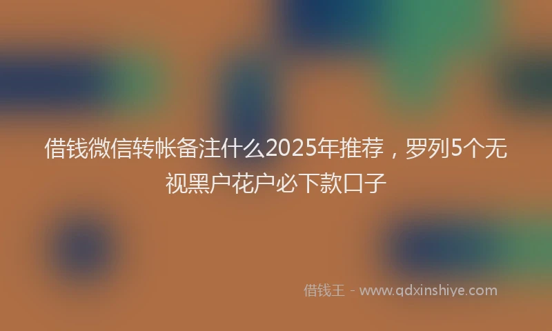 借钱微信转帐备注什么2025年推荐，罗列5个无视黑户花户必下款口子