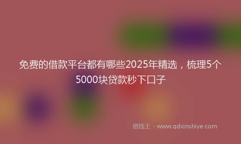 免费的借款平台都有哪些2025年精选，梳理5个5000块贷款秒下口子