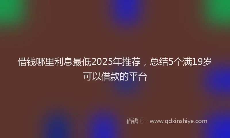 借钱哪里利息最低2025年推荐，总结5个满19岁可以借款的平台