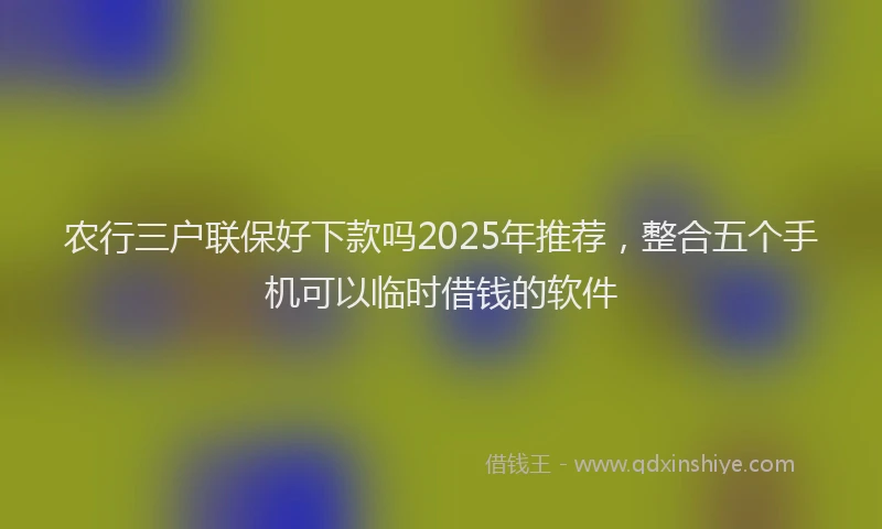 农行三户联保好下款吗2025年推荐，整合五个手机可以临时借钱的软件