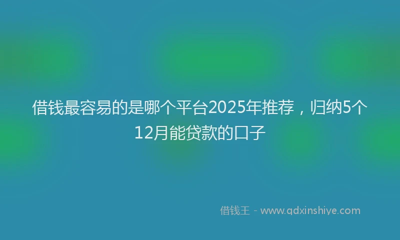 借钱最容易的是哪个平台2025年推荐，归纳5个12月能贷款的口子