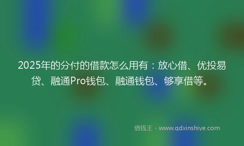 2025年的分付的借款怎么用有：放心借、优投易贷、融通Pro钱包、融通钱包、够享借等。