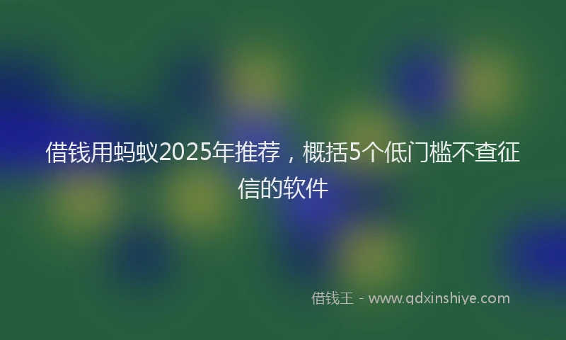借钱用蚂蚁2025年推荐，概括5个低门槛不查征信的软件