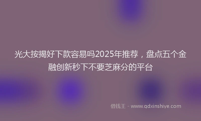 光大按揭好下款容易吗2025年推荐，盘点五个金融创新秒下不要芝麻分的平台
