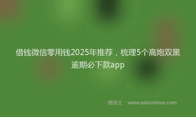 借钱微信零用钱2025年推荐，梳理5个高炮双黑逾期必下款app