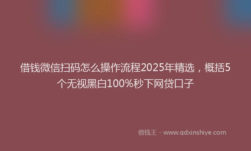 借钱微信扫码怎么操作流程2025年精选，概括5个无视黑白100%秒下网贷口子