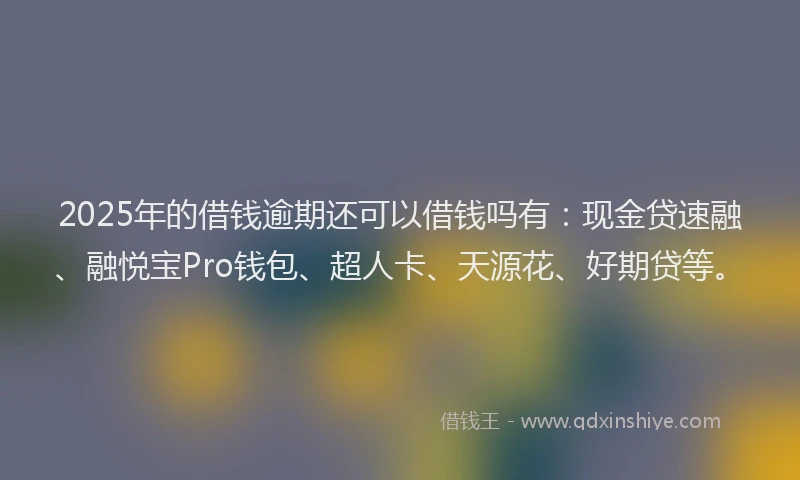 2025年的借钱逾期还可以借钱吗有：现金贷速融、融悦宝Pro钱包、超人卡、天源花、好期贷等。