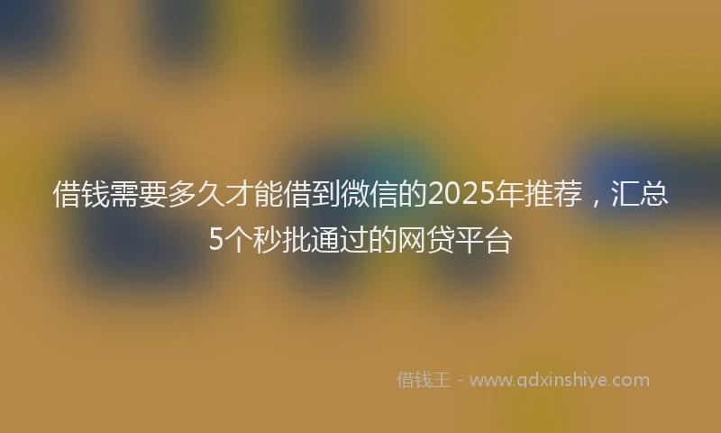 借钱需要多久才能借到微信的2025年推荐，汇总5个秒批通过的网贷平台