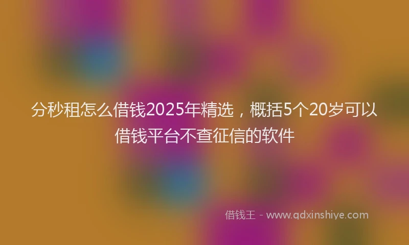 分秒租怎么借钱2025年精选，概括5个20岁可以借钱平台不查征信的软件