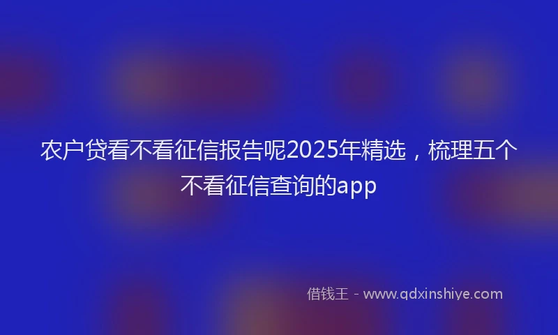 农户贷看不看征信报告呢2025年精选，梳理五个不看征信查询的app