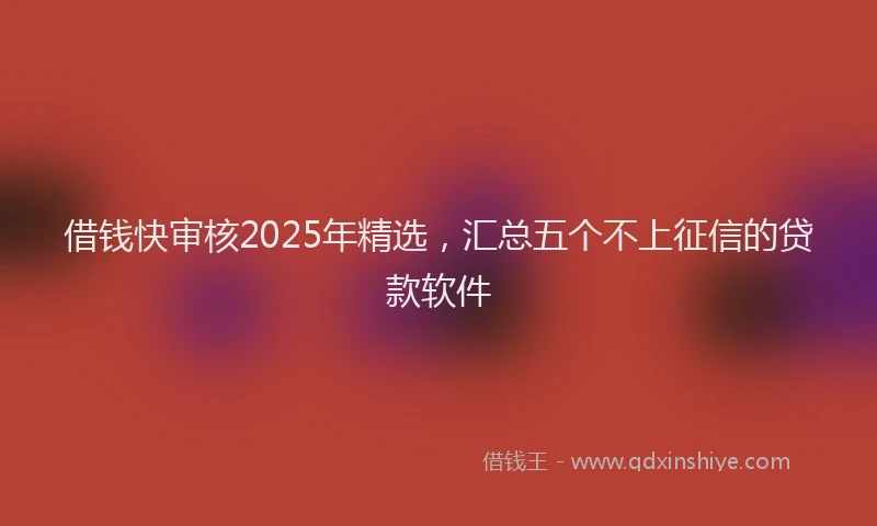 借钱快审核2025年精选，汇总五个不上征信的贷款软件