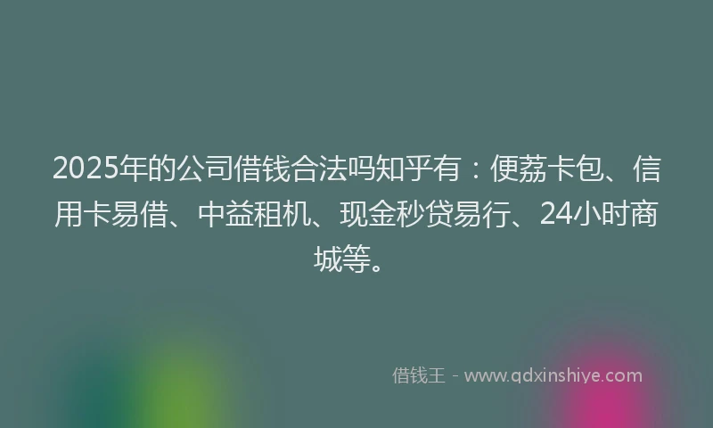 2025年的公司借钱合法吗知乎有：便荔卡包、信用卡易借、中益租机、现金秒贷易行、24小时商城等。