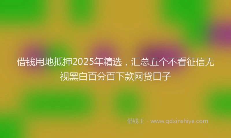 借钱用地抵押2025年精选，汇总五个不看征信无视黑白百分百下款网贷口子