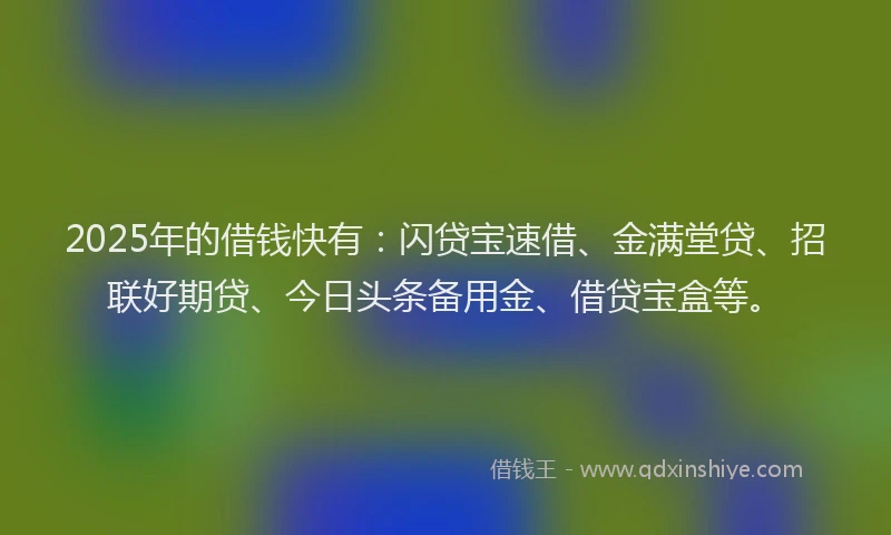 2025年的借钱快有：闪贷宝速借、金满堂贷、招联好期贷、今日头条备用金、借贷宝盒等。