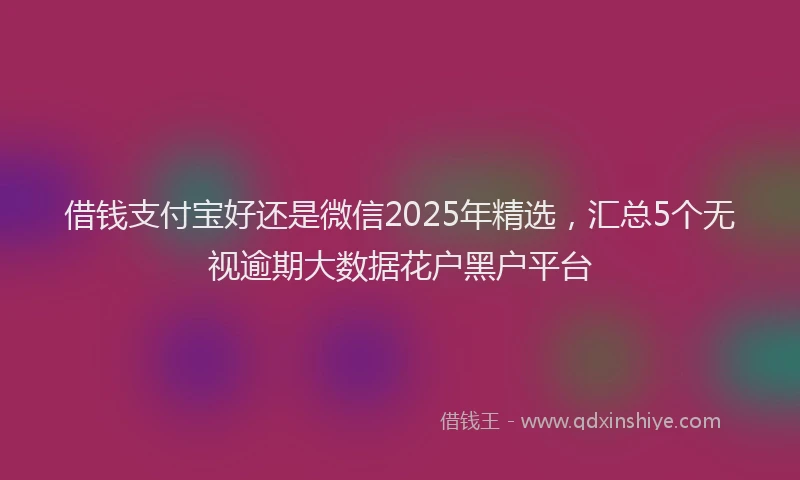 借钱支付宝好还是微信2025年精选，汇总5个无视逾期大数据花户黑户平台