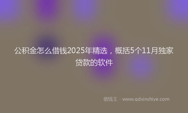 公积金怎么借钱2025年精选，概括5个11月独家贷款的软件