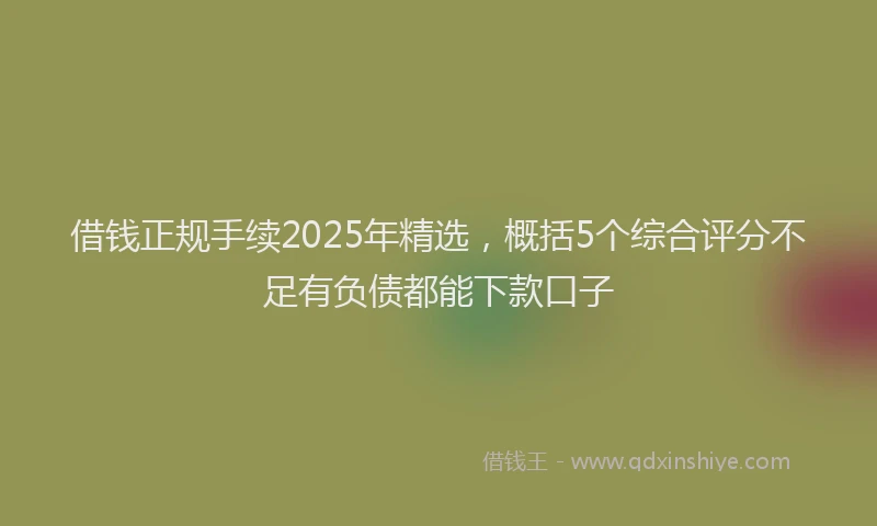 借钱正规手续2025年精选，概括5个综合评分不足有负债都能下款口子
