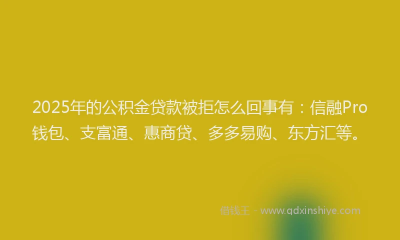 2025年的公积金贷款被拒怎么回事有：信融Pro钱包、支富通、惠商贷、多多易购、东方汇等。