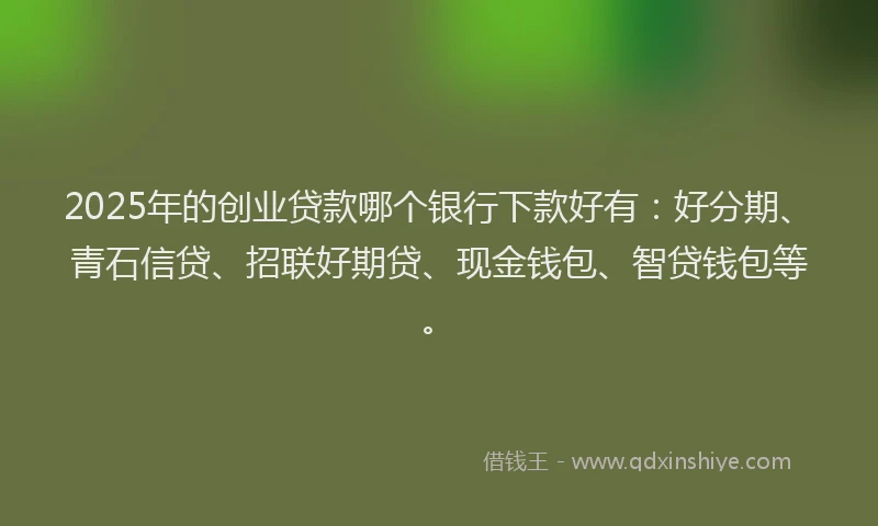 2025年的创业贷款哪个银行下款好有：好分期、青石信贷、招联好期贷、现金钱包、智贷钱包等。