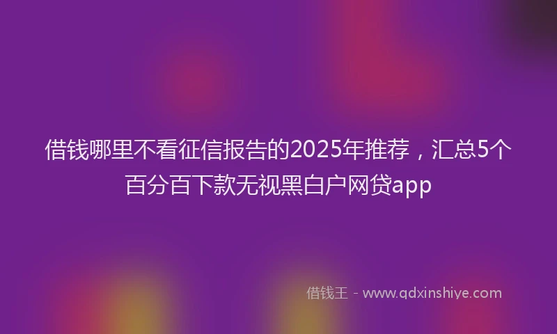 借钱哪里不看征信报告的2025年推荐，汇总5个百分百下款无视黑白户网贷app
