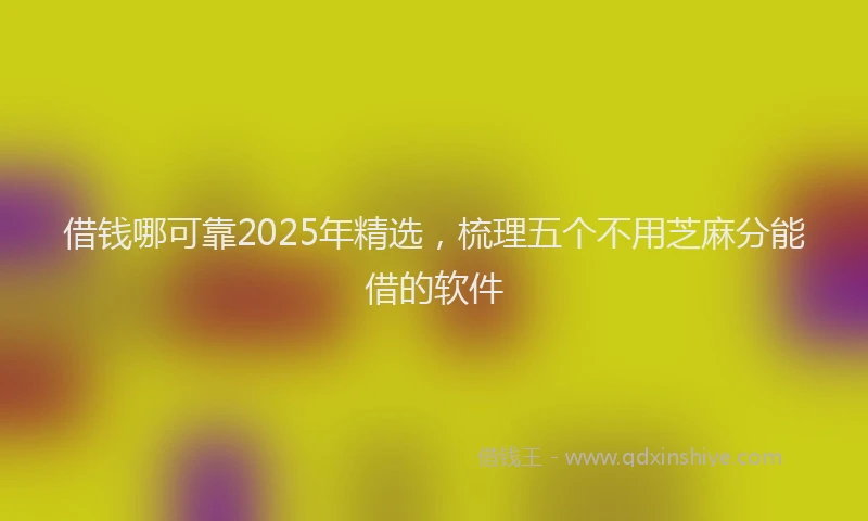 借钱哪可靠2025年精选，梳理五个不用芝麻分能借的软件