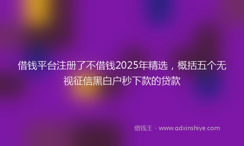 借钱平台注册了不借钱2025年精选，概括五个无视征信黑白户秒下款的贷款