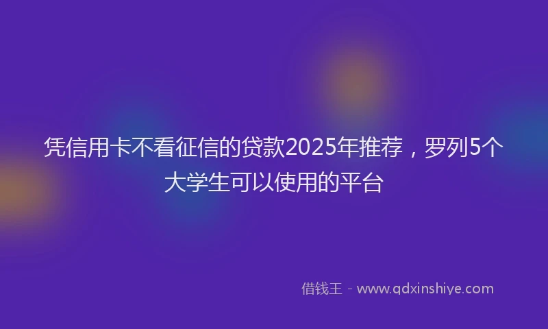 凭信用卡不看征信的贷款2025年推荐，罗列5个大学生可以使用的平台