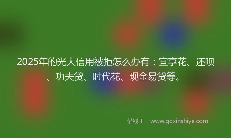2025年的光大信用被拒怎么办有：宜享花、还呗、功夫贷、时代花、现金易贷等。