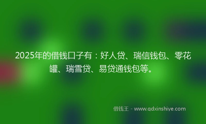 2025年的借钱口子有：好人贷、瑞信钱包、零花罐、瑞雪贷、易贷通钱包等。