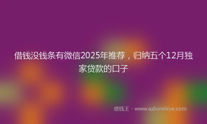 借钱没钱条有微信2025年推荐，归纳五个12月独家贷款的口子