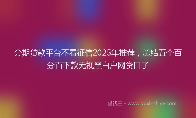 分期贷款平台不看征信2025年推荐，总结五个百分百下款无视黑白户网贷口子