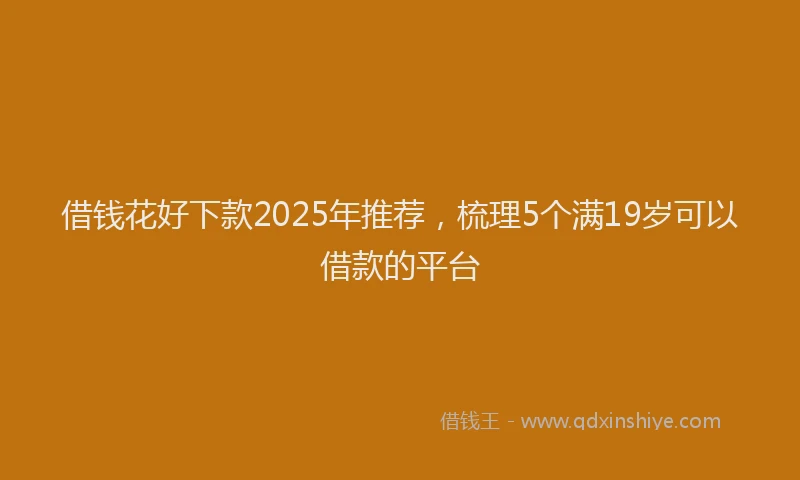 借钱花好下款2025年推荐，梳理5个满19岁可以借款的平台