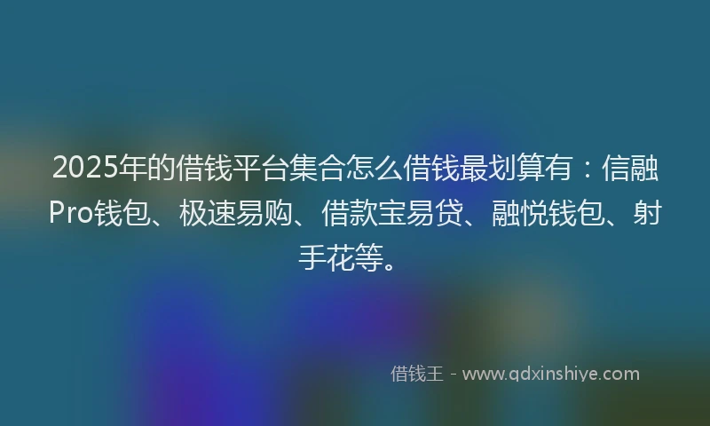 2025年的借钱平台集合怎么借钱最划算有：信融Pro钱包、极速易购、借款宝易贷、融悦钱包、射手花等。