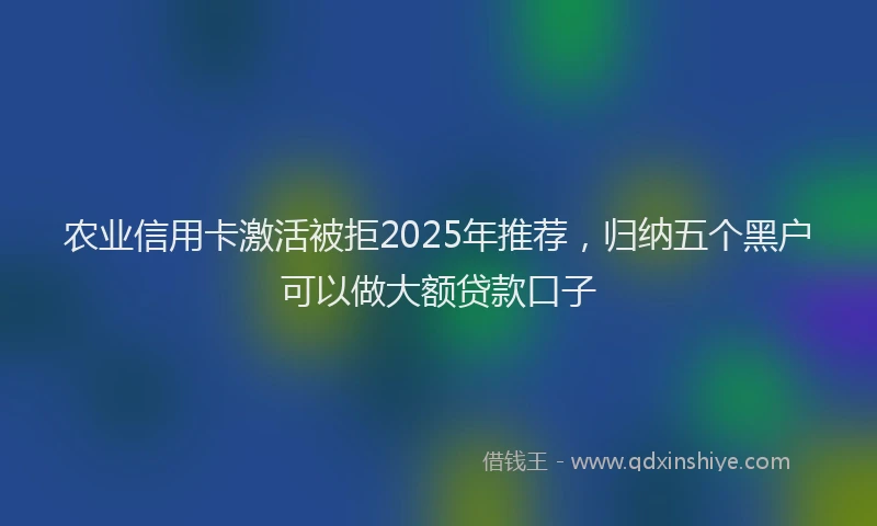 农业信用卡激活被拒2025年推荐，归纳五个黑户可以做大额贷款口子