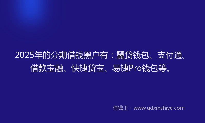2025年的分期借钱黑户有：翼贷钱包、支付通、借款宝融、快捷贷宝、易捷Pro钱包等。