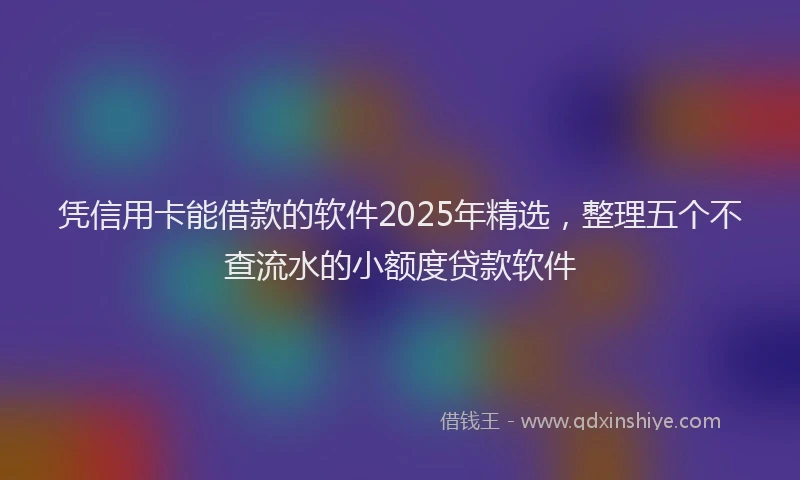 凭信用卡能借款的软件2025年精选，整理五个不查流水的小额度贷款软件