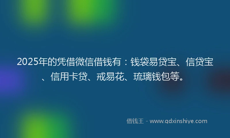 2025年的凭借微信借钱有：钱袋易贷宝、信贷宝、信用卡贷、戒易花、琉璃钱包等。