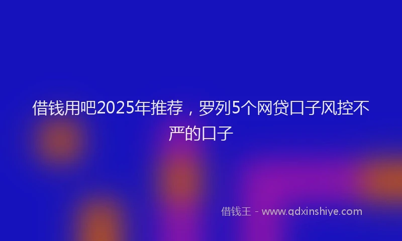 借钱用吧2025年推荐，罗列5个网贷口子风控不严的口子