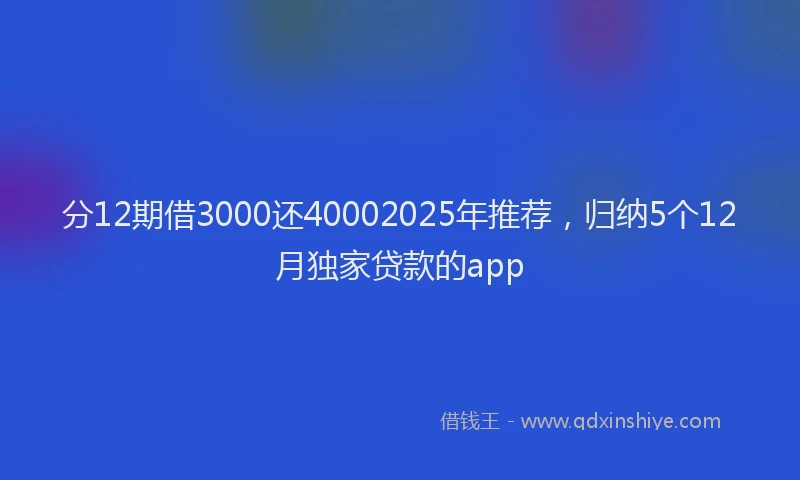 分12期借3000还40002025年推荐，归纳5个12月独家贷款的app