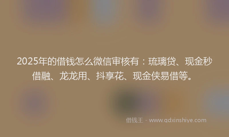 2025年的借钱怎么微信审核有：琉璃贷、现金秒借融、龙龙用、抖享花、现金侠易借等。